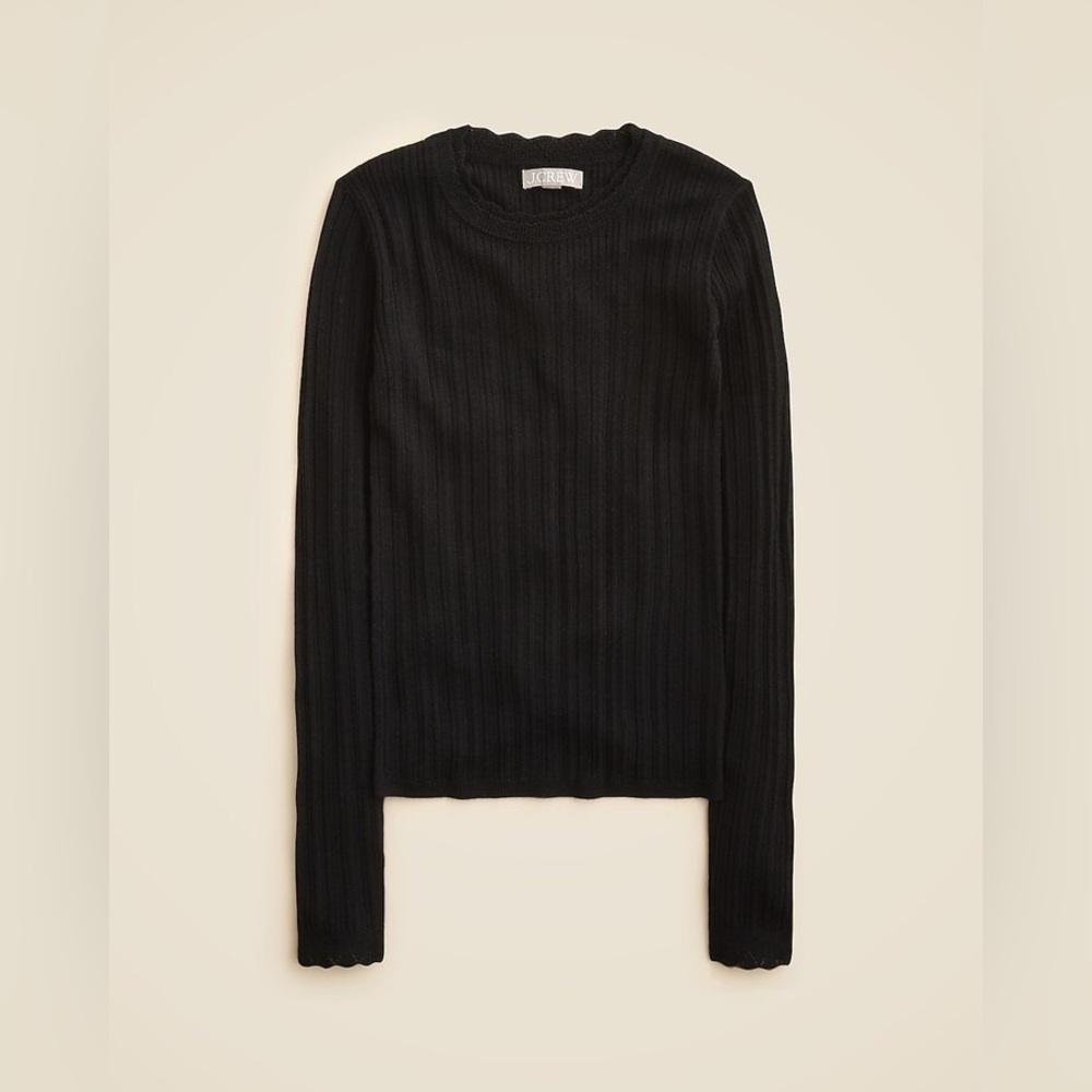Pointelle Knit Sweater - Black